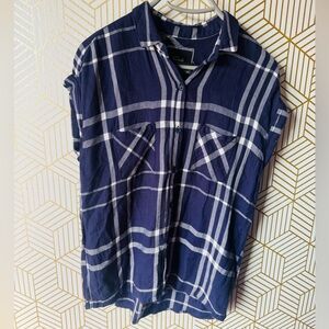 Rails Navy and White Plaid Button Down Shirt